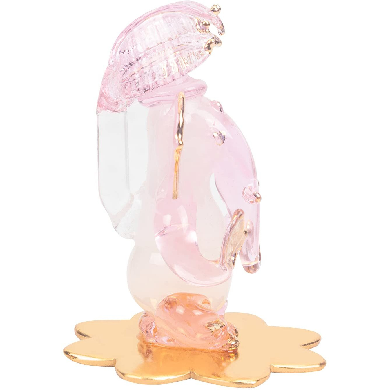 iCraft God Ganesh Sitting on Petal Statue (Murti) Idol Showpiece Handmade of Crystal Glass by for Worship, Decoration, Car Dashboard, Gift (White), Small