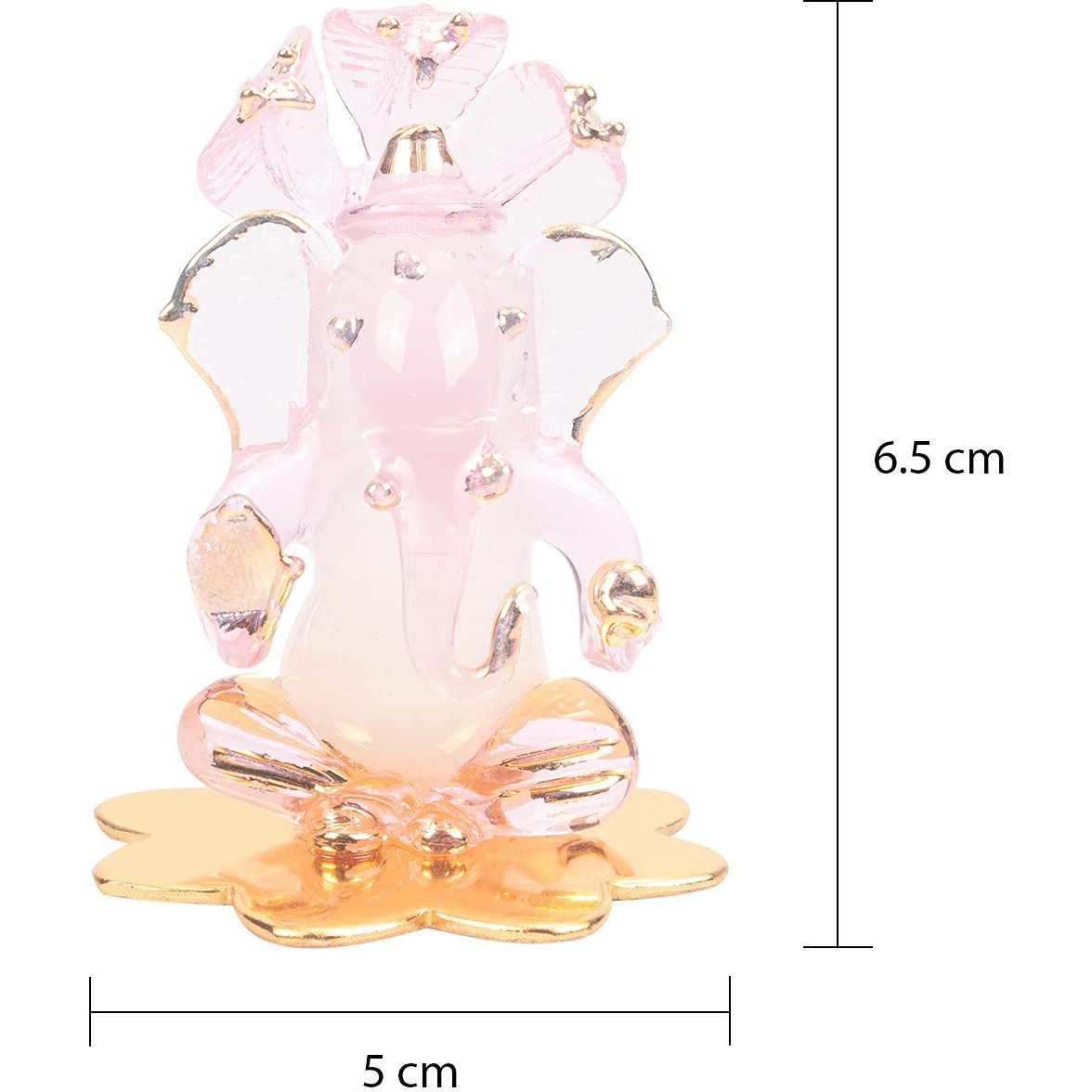 iCraft God Ganesh Sitting on Petal Statue (Murti) Idol Showpiece Handmade of Crystal Glass by for Worship, Decoration, Car Dashboard, Gift (White), Small