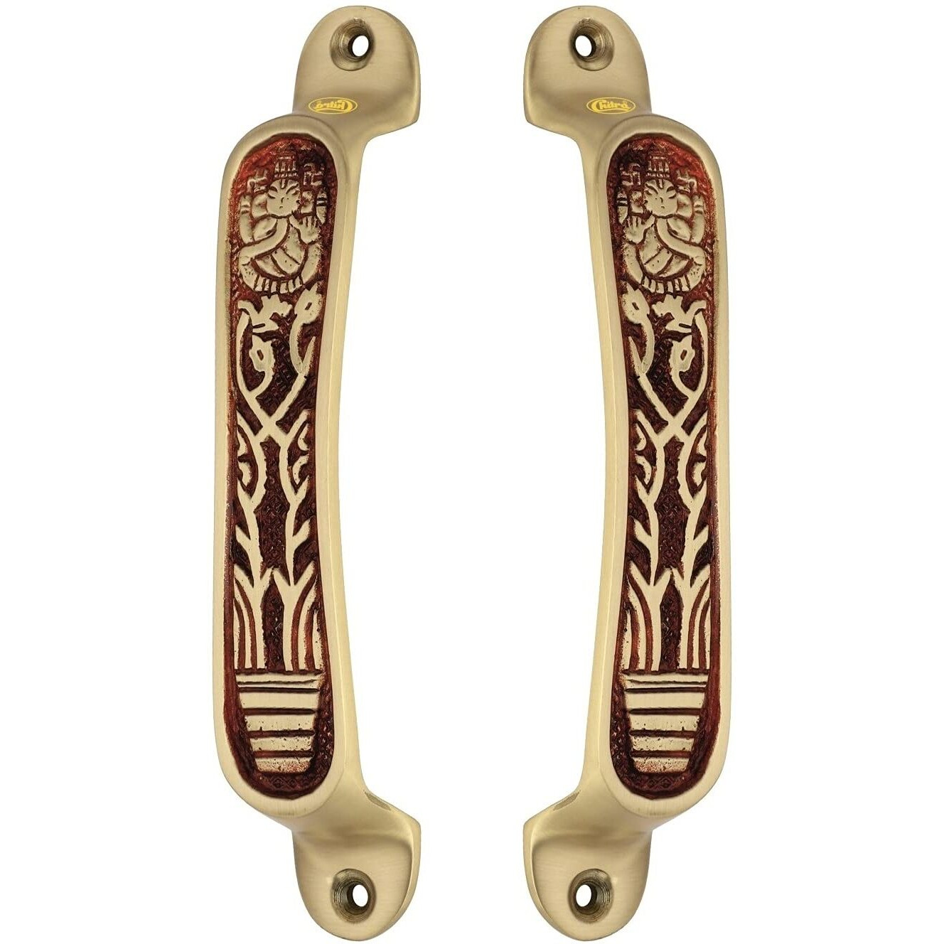 Chitra Ganesh Ji Series Brass Door/Cabinet/Drawer Handles Pack of 2 (6 Inch, Matt Brush Golden Copper)