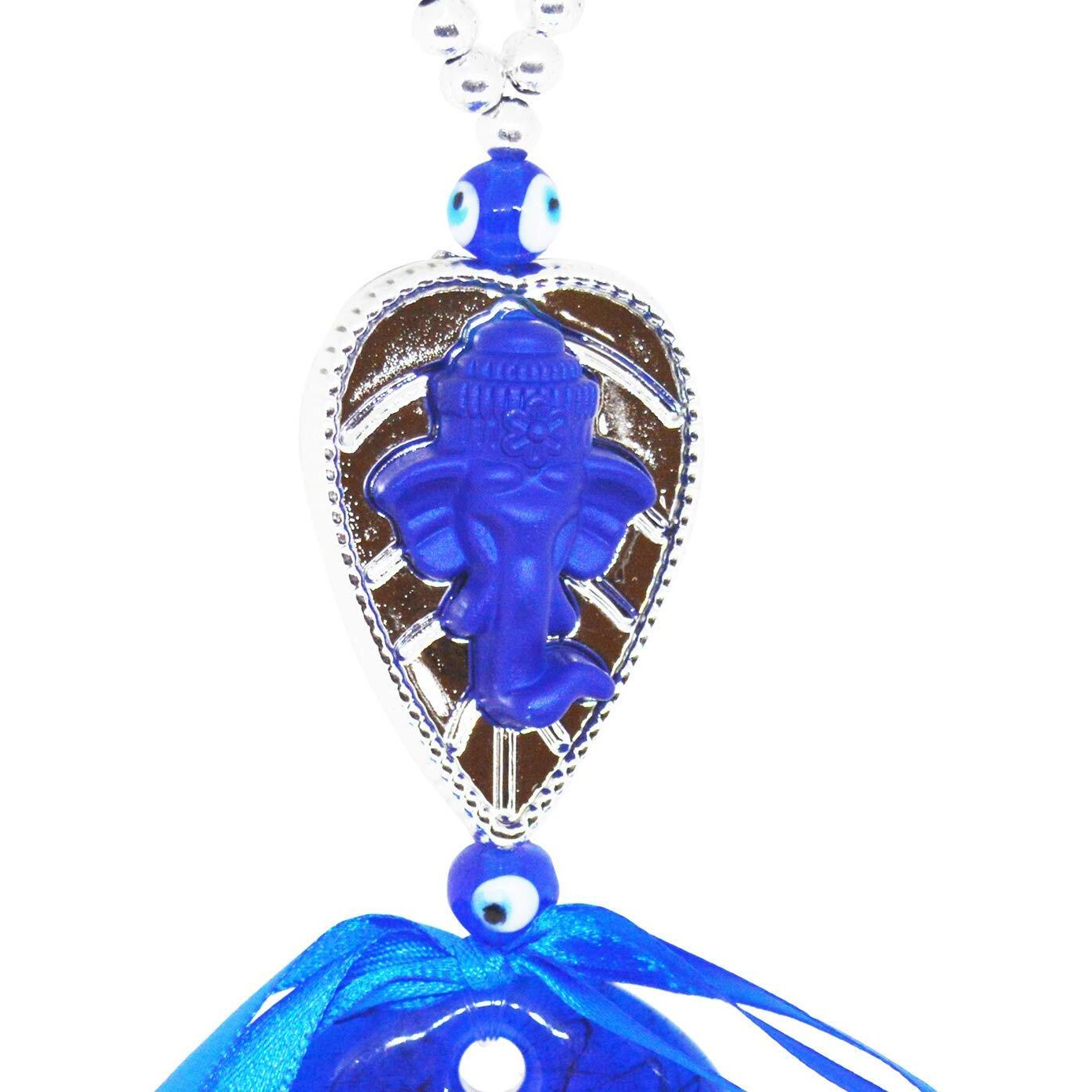 Saubhagya Global Fengshui Set of 1 Blue Ganesh Evil Eye Hanging for Car & Door/Office, Medium Size, Height-14cm