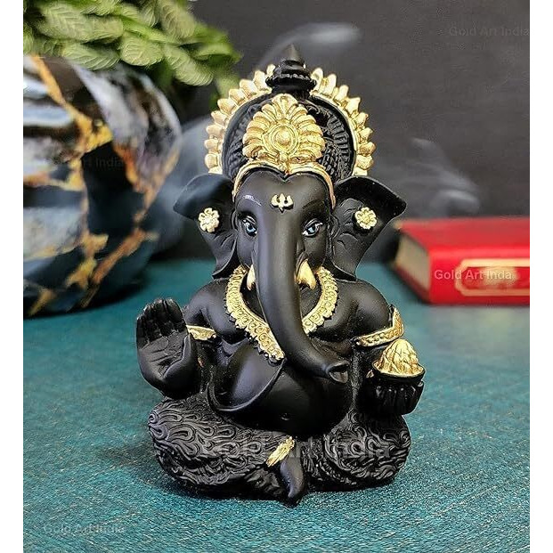 Gold Art India Traditional Terracotta Black Ganesha Murti and Hanuman ji Idol for Home Decor | Ganesh Murti and Maruti Hanuman for Office Desk | Puja Lord Ganesh and Hanumanji Statue Gift Figurine