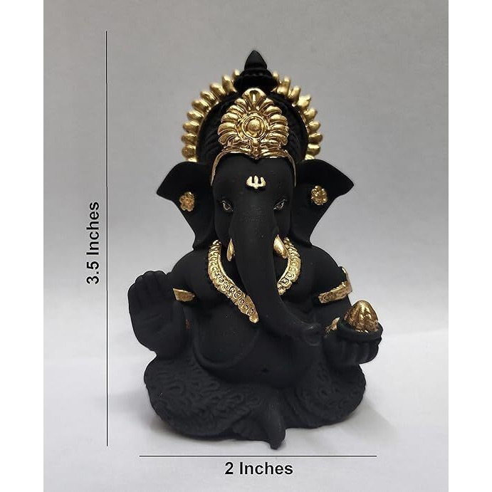 Gold Art India Traditional Terracotta Black Ganesha Murti and Hanuman ji Idol for Home Decor | Ganesh Murti and Maruti Hanuman for Office Desk | Puja Lord Ganesh and Hanumanji Statue Gift Figurine