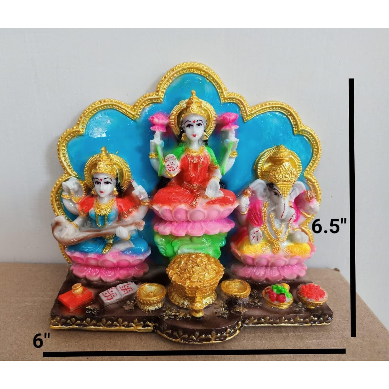 NIRAJ ART Laxmi ganesh sarswati 6.5 inch for diwali puja Statue Figurine Murti idol Decorative for Home Bedroom Pooja Room Office Table Decoration & Gift Items