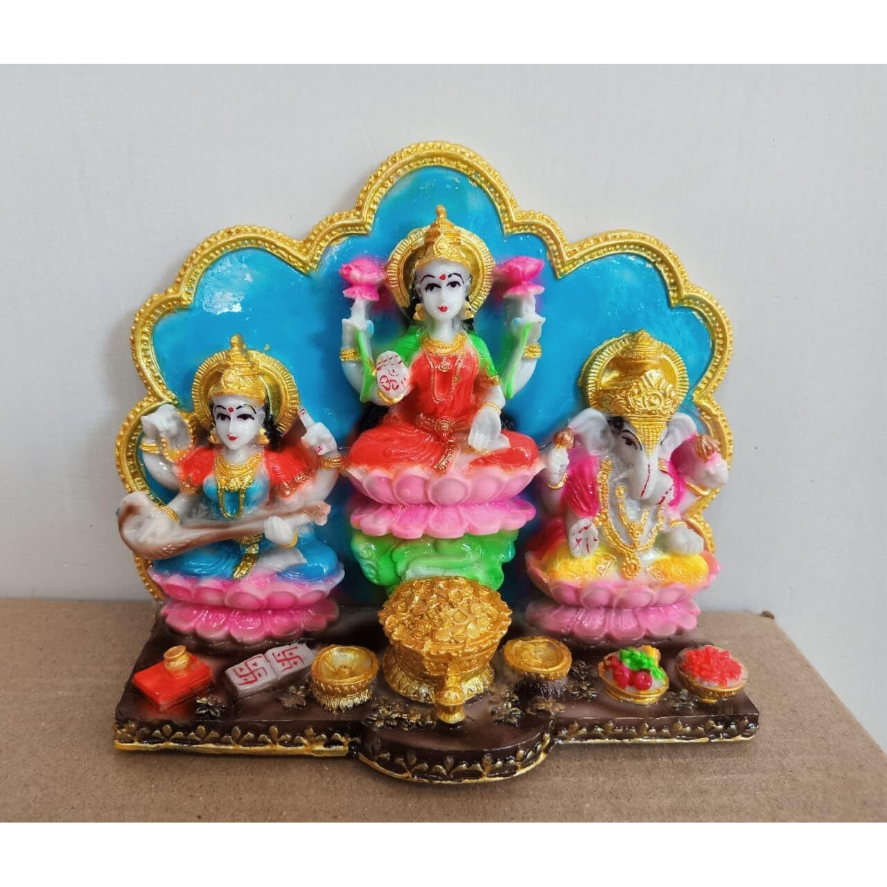 NIRAJ ART Laxmi ganesh sarswati 6.5 inch for diwali puja Statue Figurine Murti idol Decorative for Home Bedroom Pooja Room Office Table Decoration & Gift Items