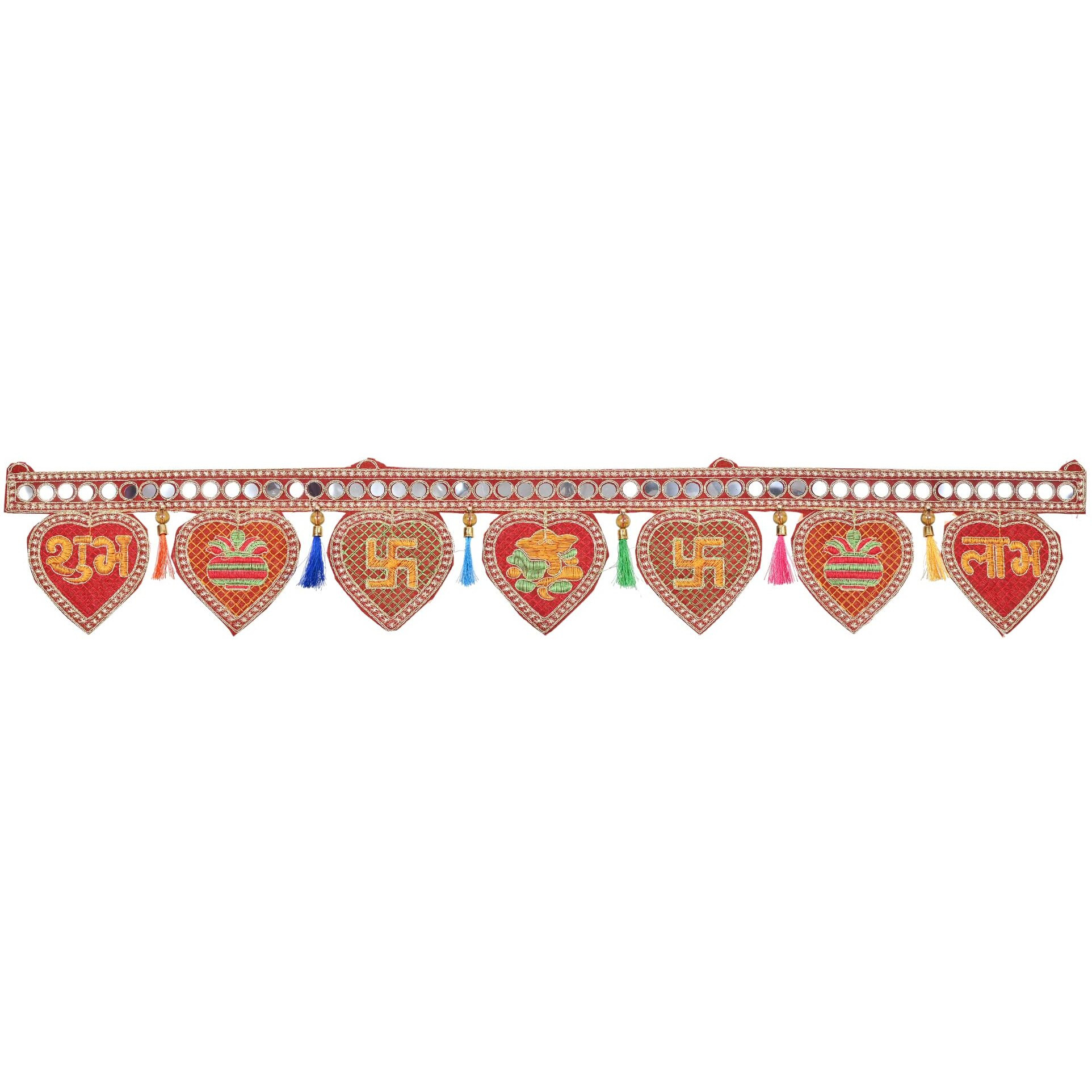 Handmade Shubh Labh Ganesh Main Door Toran for Entrance Pooja Room Swastik Bandhanwar Bandarwal Toranam for Main Door/Wall Hanging Diwali Decoration Toran Multicolor (37 Inches x 5 Inches)