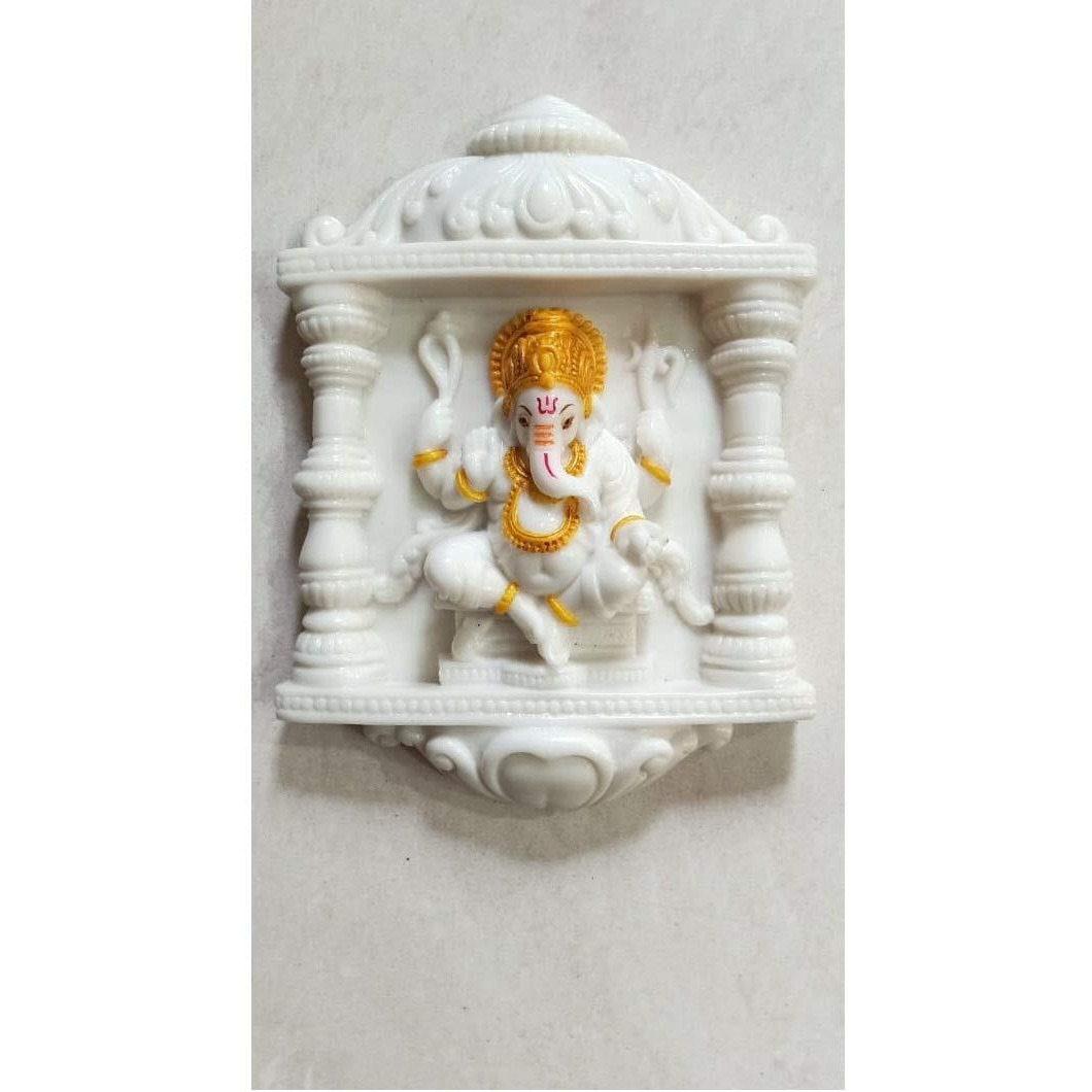 Niraj Art Beautifully Handcrafted Marble Ganesh Ji Spiritual Statue Idol for Home Decor Temple Statue Showpiece,Exquisite Marble Ganesh Ji Statue -Size (7 x 1 x 10 Inch)