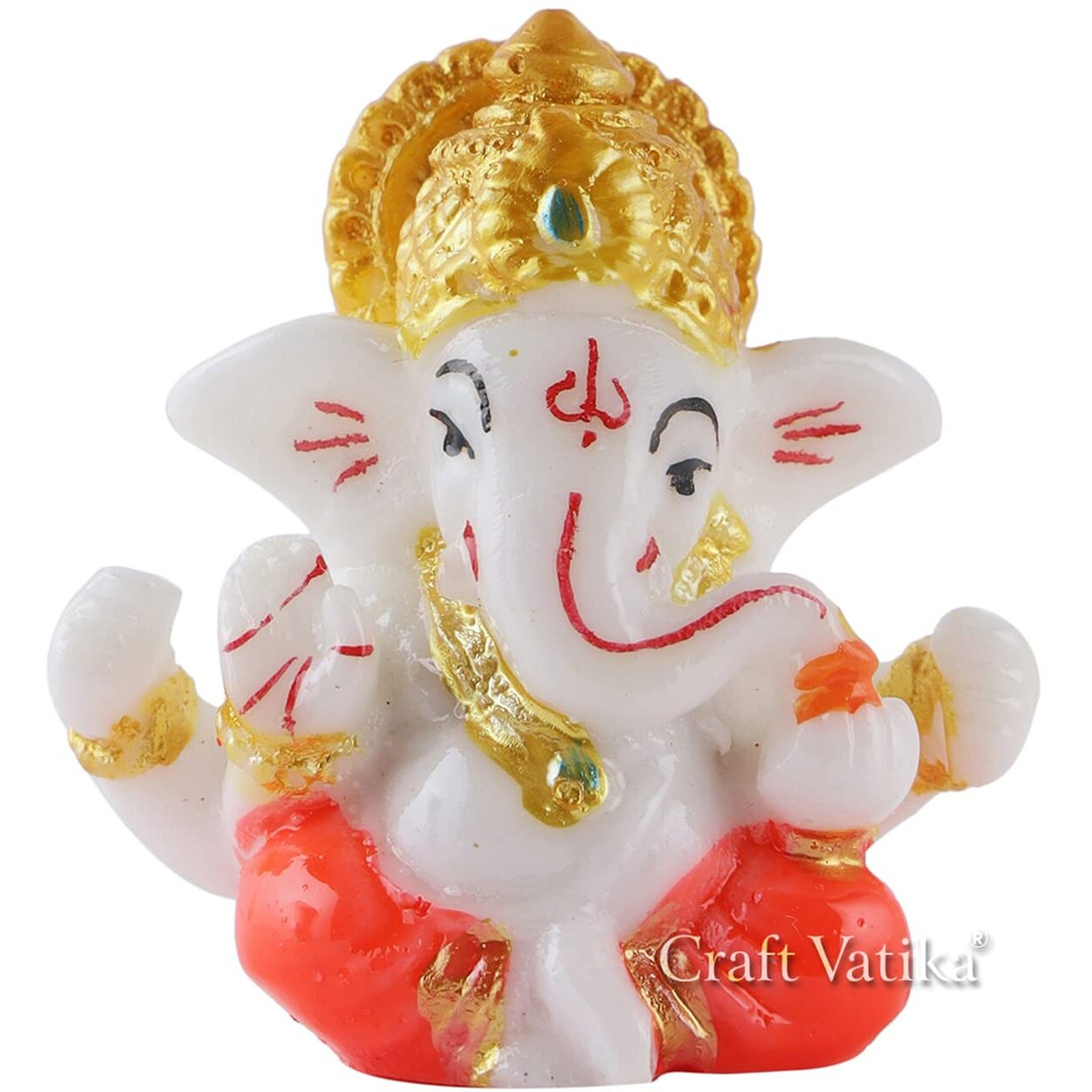 CraftVatika Polyresin Lord Ganesha Idol for Home Decor, Car Dashboard, Ganesh Murti Showpiece Gift 2.5 x 2.5 Inch