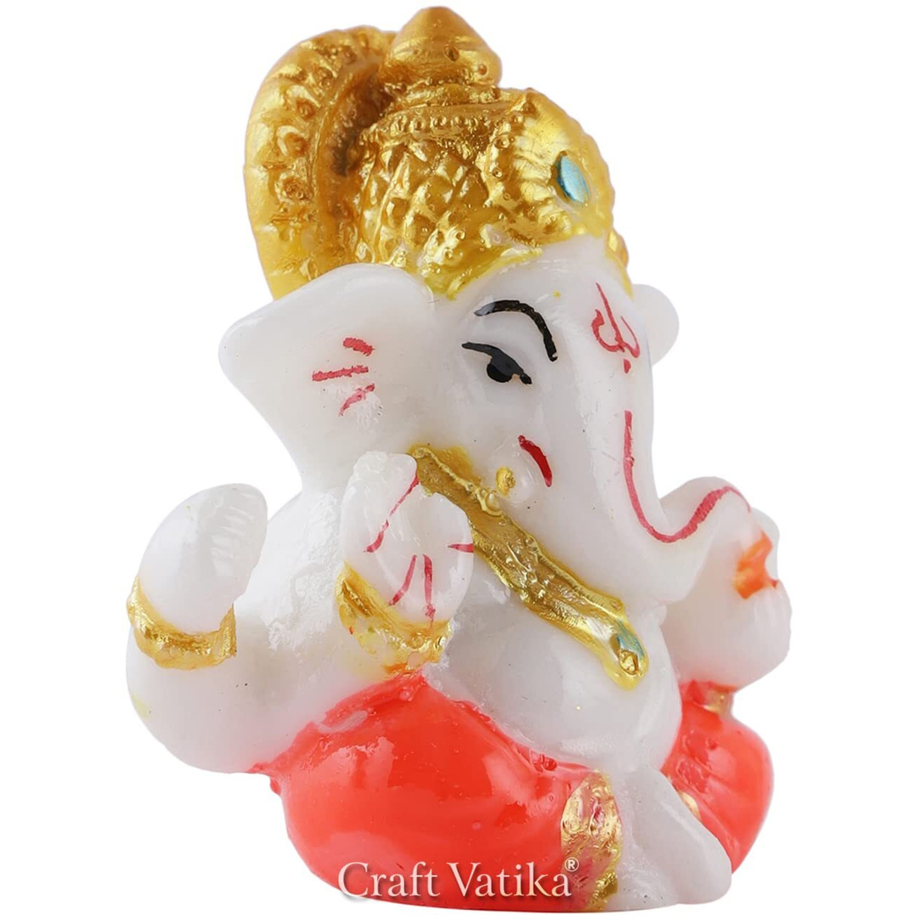 CraftVatika Polyresin Lord Ganesha Idol for Home Decor, Car Dashboard, Ganesh Murti Showpiece Gift 2.5 x 2.5 Inch