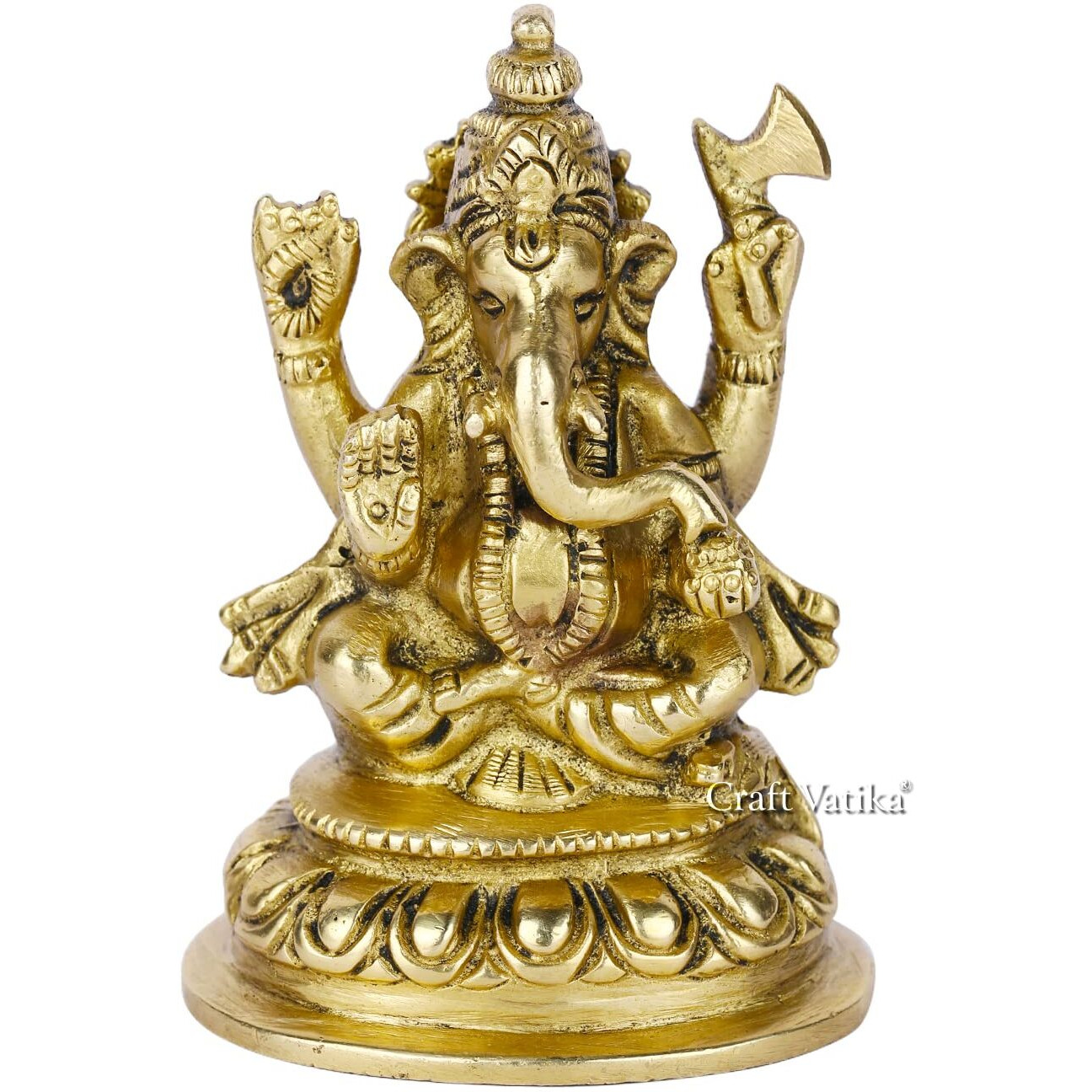 Collectible India Brass Lord Ganesh Idol, 4 X 2.4 X 2.2, Golden (Model Number GBS189)