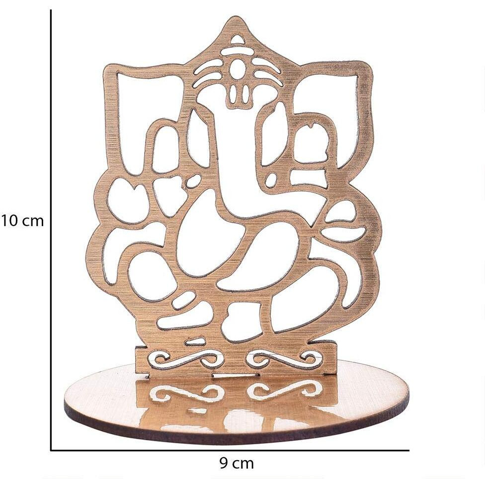 VR Creatives Decorative MDF Lord Ganesh Shadow Tea Light Holder (Golden)