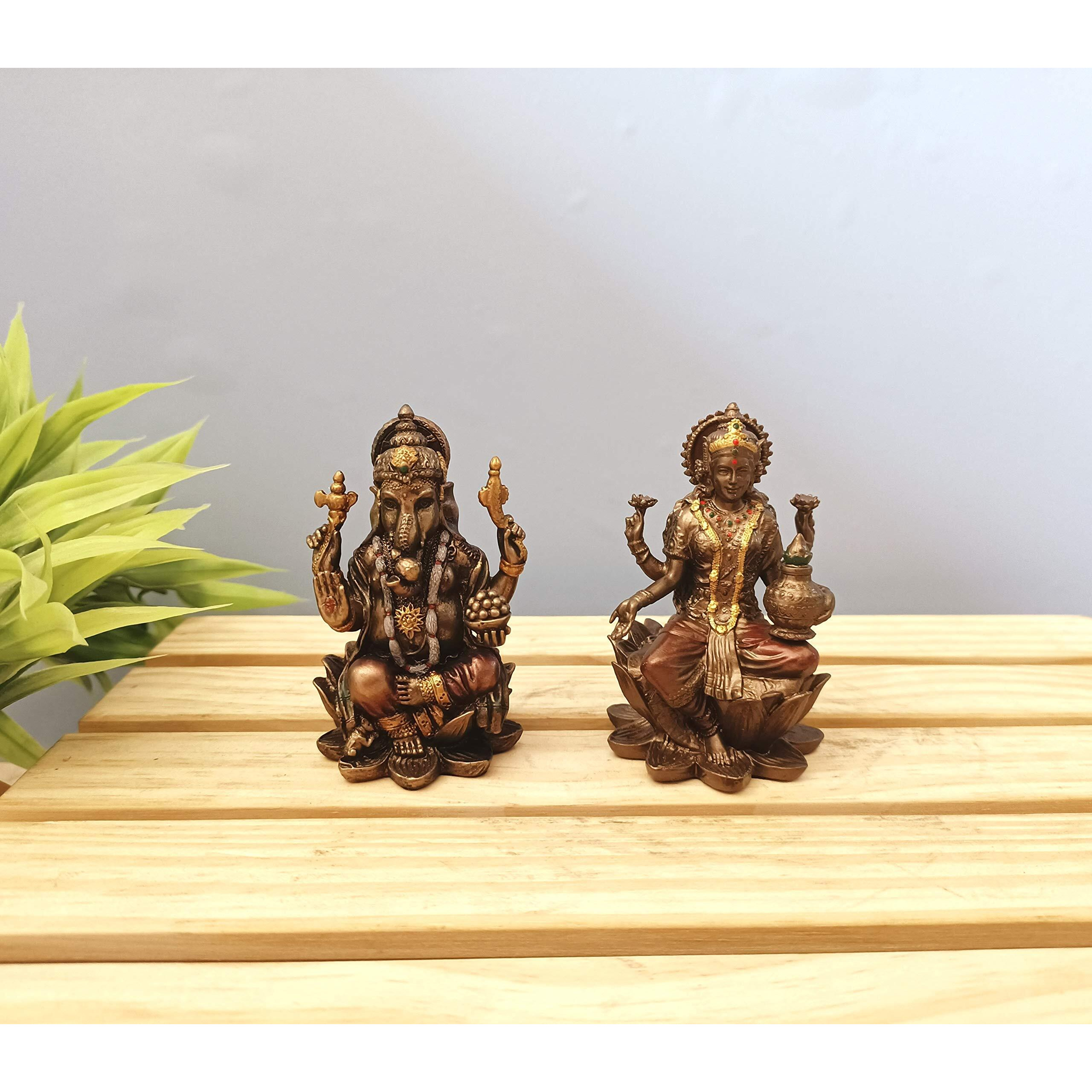 Collectible India Polyresin Laxmi Ganesh Set, 8 X 5 X 5cm