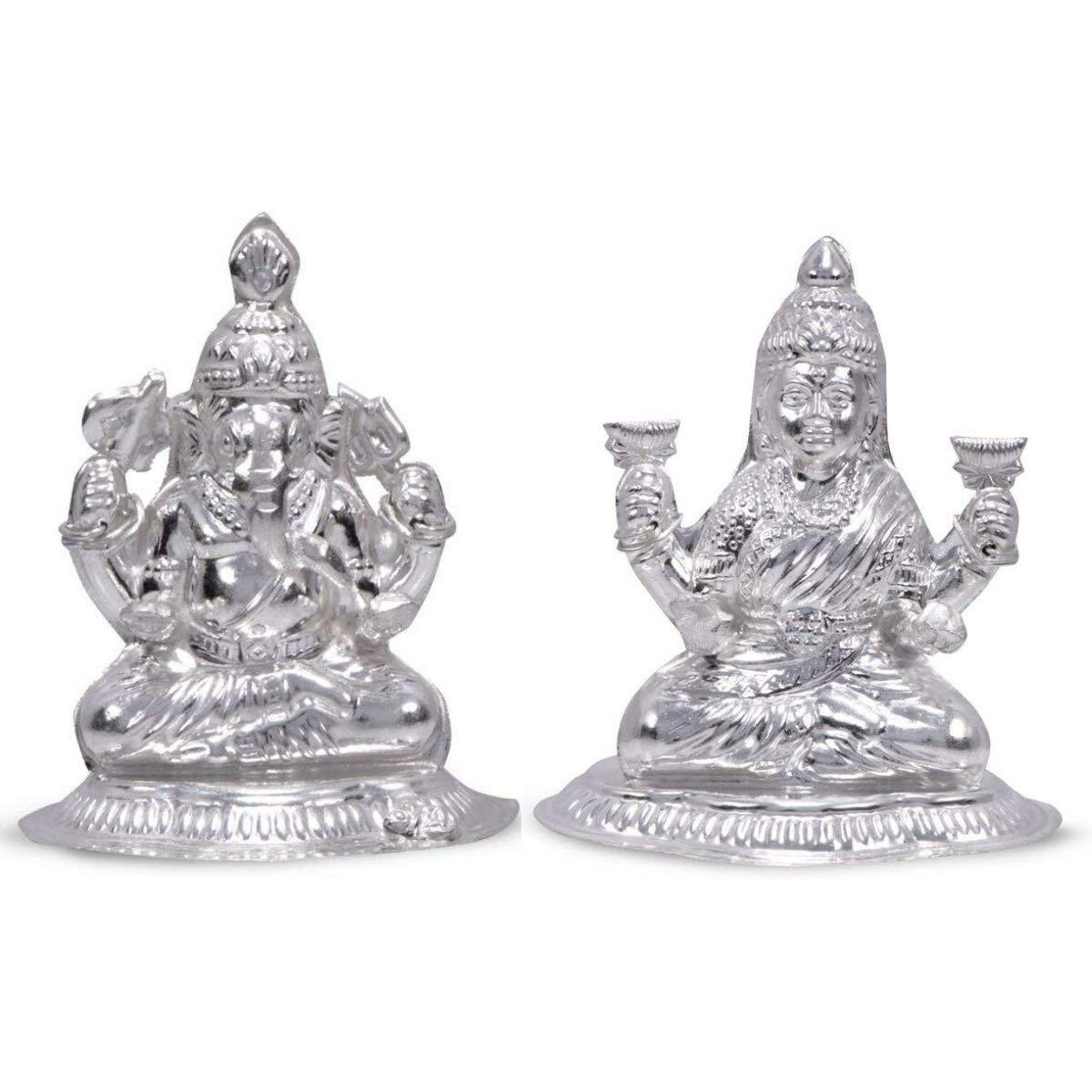 Ashok Jewellers Metal Sterling-Silver Ganesh Laxmi Murti - Combo Pack of 2
