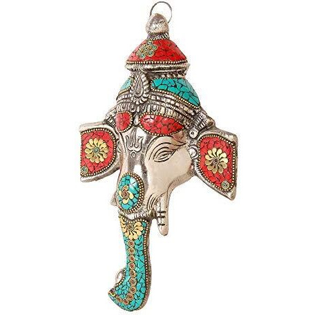 AAMANI Metal Lord Ganesh Wall Hanging (Silver, 5.5 Inch X 9.4 Inch X 1.5 Inch)