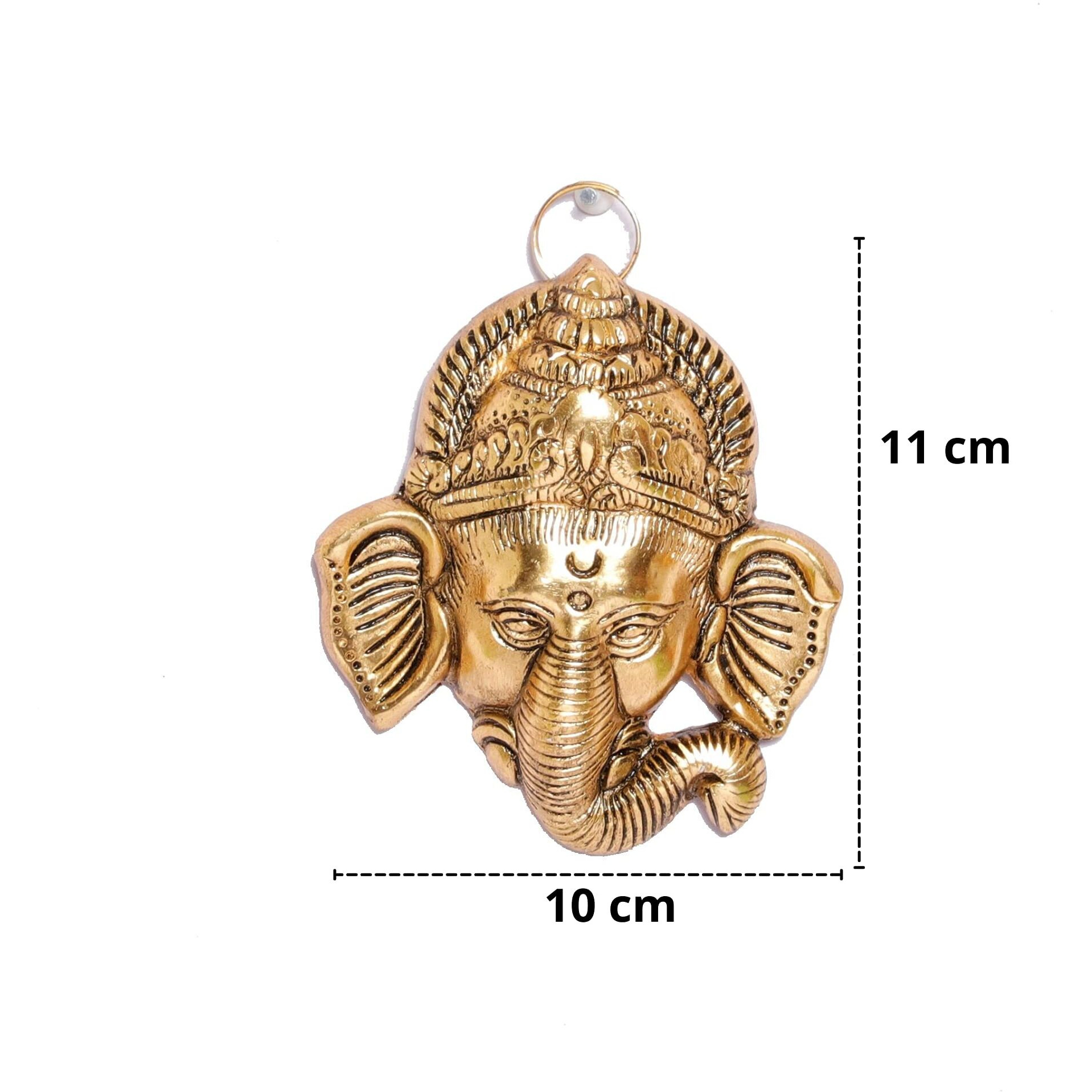 Rci Handicrafts Religious Aluminum Ganesh Head Main Door Hangings (11x12x4, Gold)