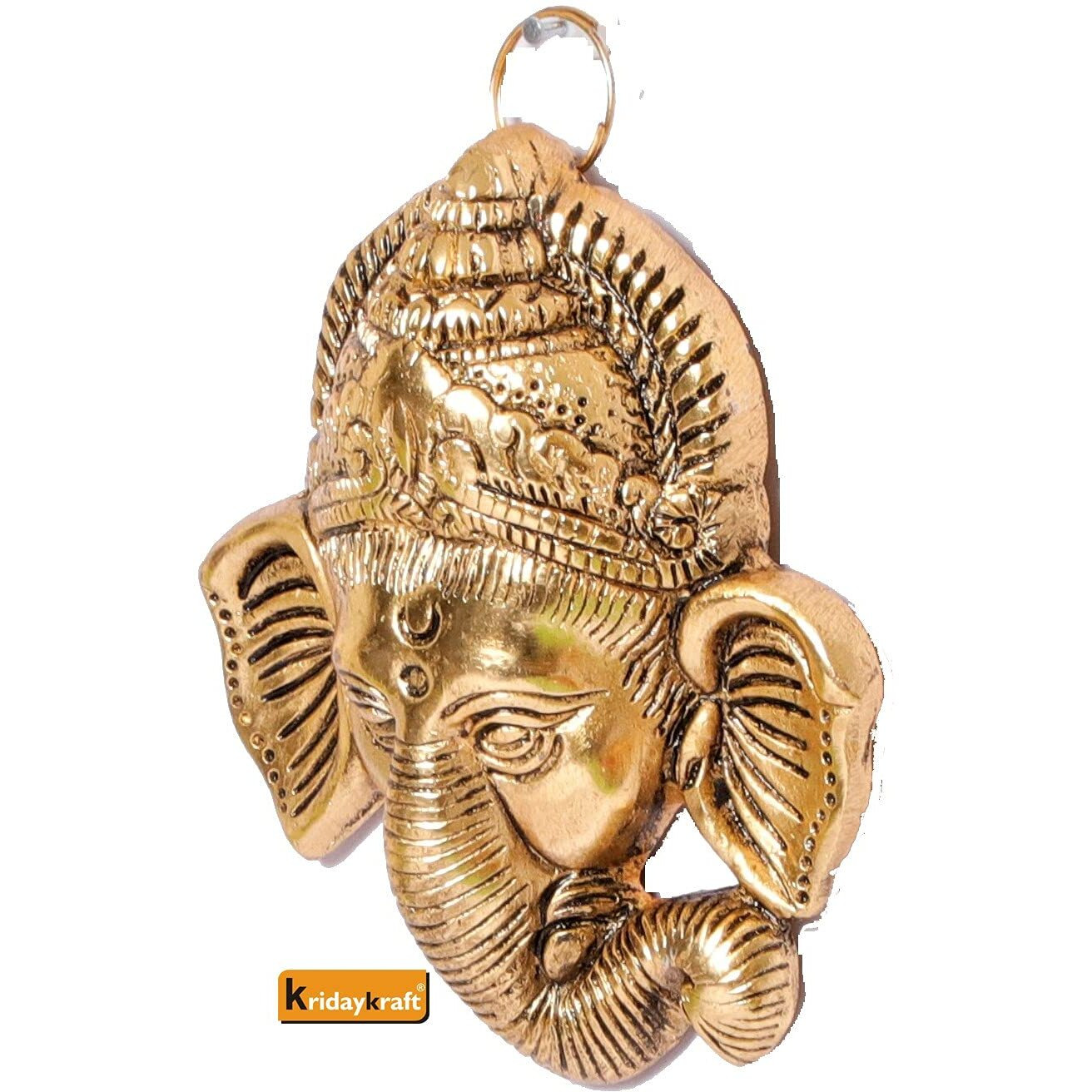 Rci Handicrafts Religious Aluminum Ganesh Head Main Door Hangings (11x12x4, Gold)
