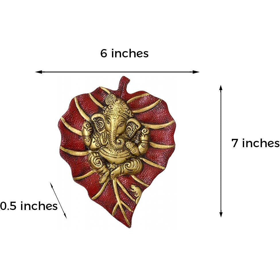 Rci Handicrafts Metal Leaf Ganesh Door Hanging Wall Art for Home Decor (Red)