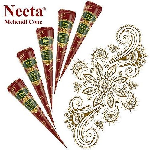 Neeta Mehandi Cone for Hand Designing, Henna Mehendi, Cone Bridal Mehndi Cones for Wedding, Dulhan Mehndi Cone, 12 Pieces