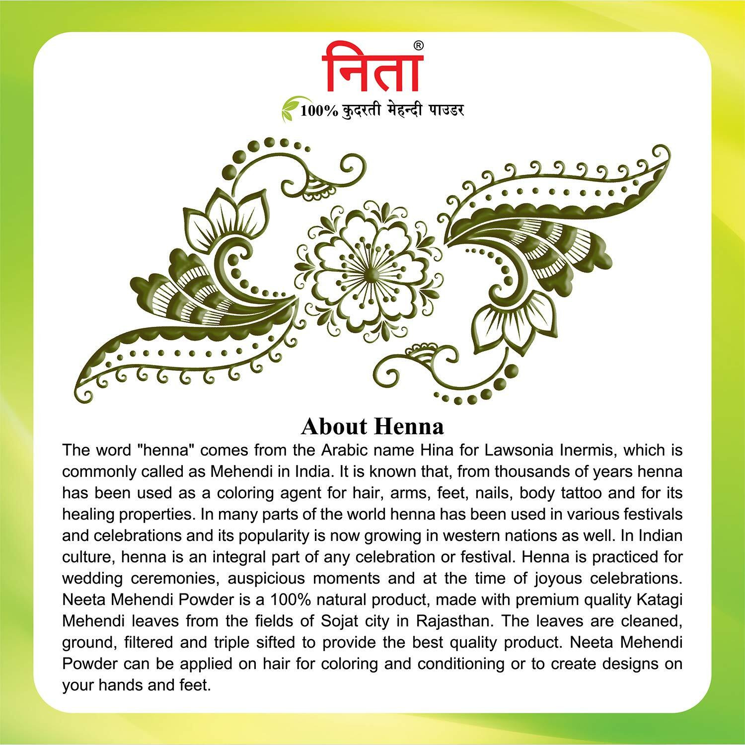 Neeta Natural Mehendi Powder 500gm (PACK of 2)
