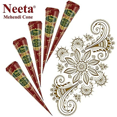 Neeta Mehendi Cone Body Art All Natural Herbal Pure Henna Past (Pack of 24 Pieces) Pack of 2