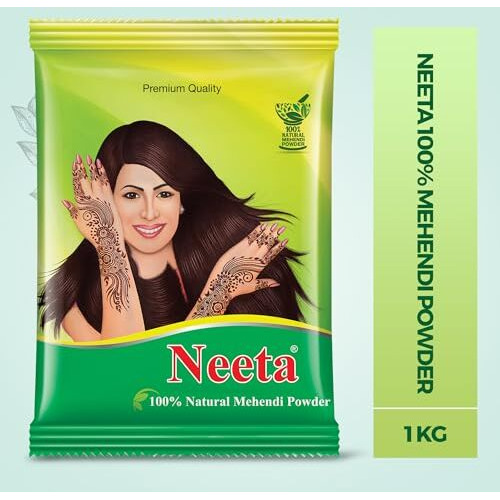 Neeta Mehendi Powder 1 Kg - 100% Natural Henna Mehandi Powder for Hair, Hand & Feet