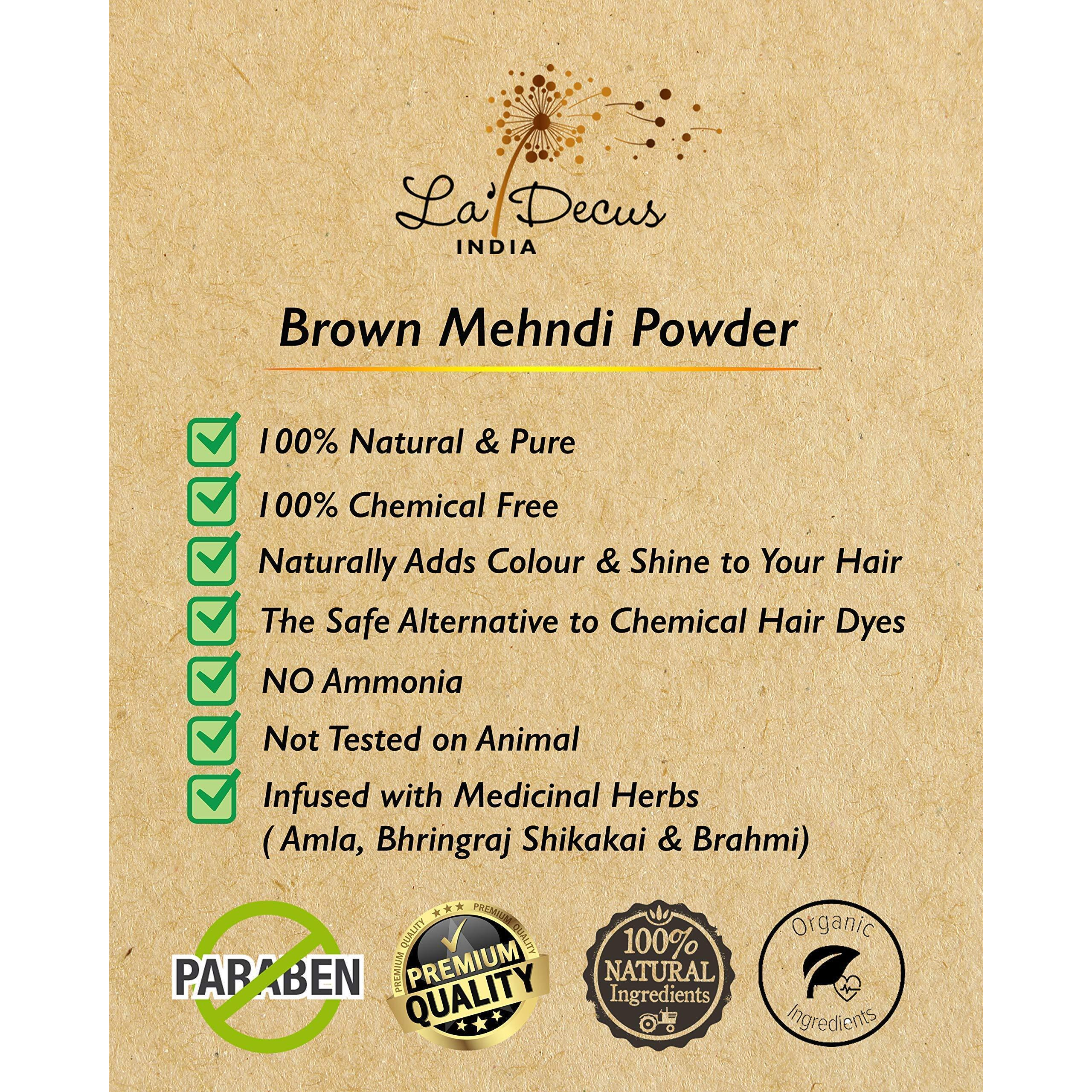 LaDecus INDIA Natural Herbal Organic Mehendi Powder for Hair with Medicinal Herbs (Brown) - Pack of 2