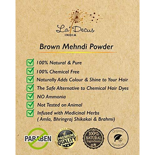 LaDecus INDIA Natural Herbal Organic Mehendi Powder for Hair with Medicinal Herbs - Pack of 5 (Each 40 gm, Brown)
