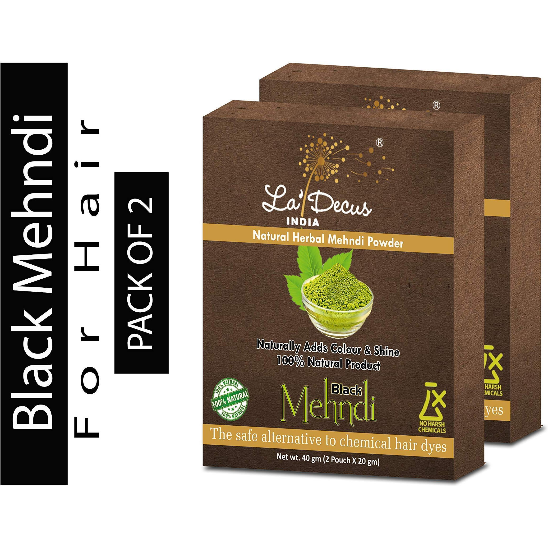 LaDecus INDIA Natural Herbal Organic Mehendi Powder for Hair with Medicinal Herbs (Black) - Pack of 2