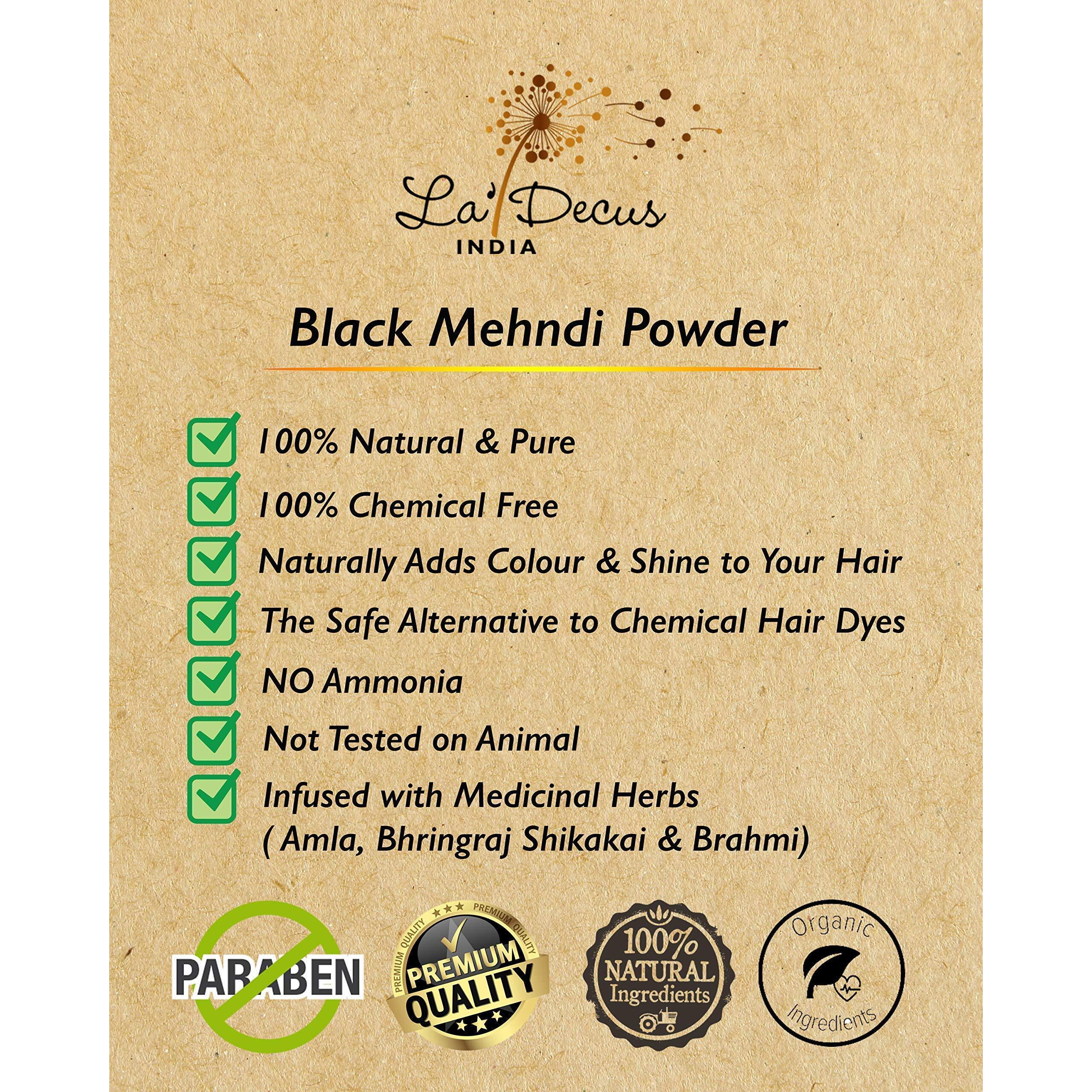 LaDecus INDIA Natural Herbal Organic Mehendi Powder for Hair with Medicinal Herbs (Black) - Pack of 2