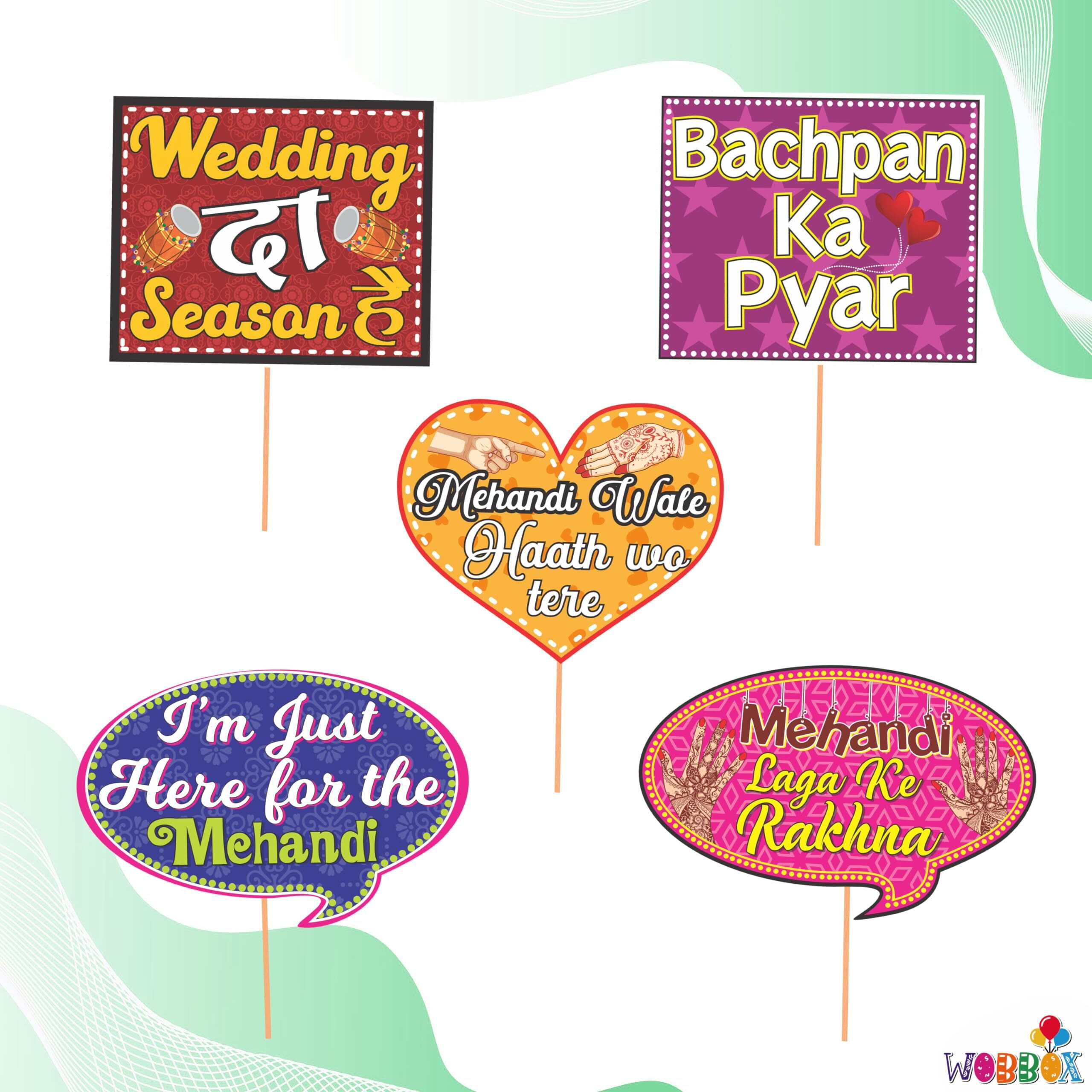 Wobbox Mehandi Props for Bride, Mehendi Ceremony Props, Mehandi Decoration Items for Marriage-FP1423