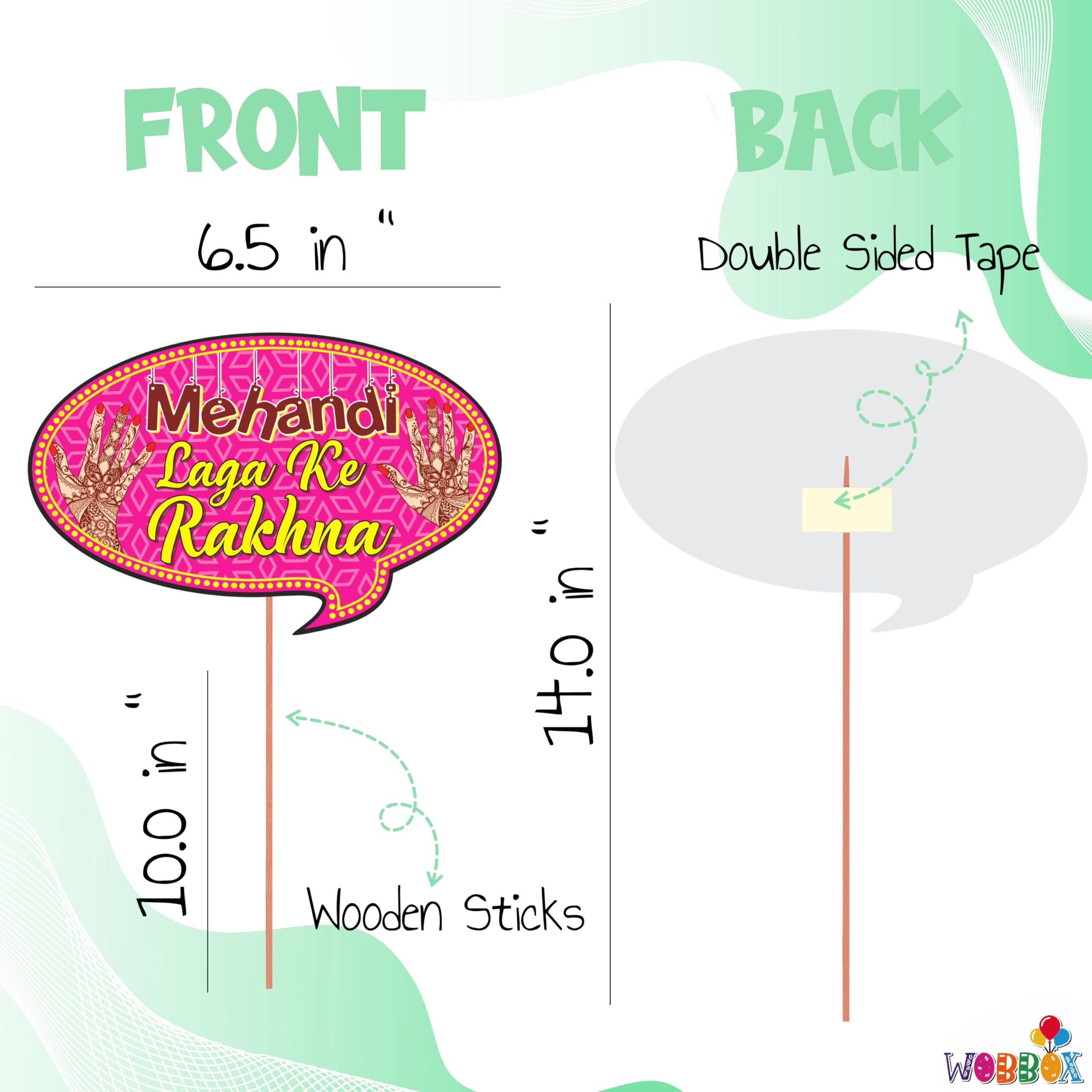 Wobbox Mehandi Props for Bride, Mehendi Ceremony Props, Mehandi Decoration Items for Marriage-FP1423