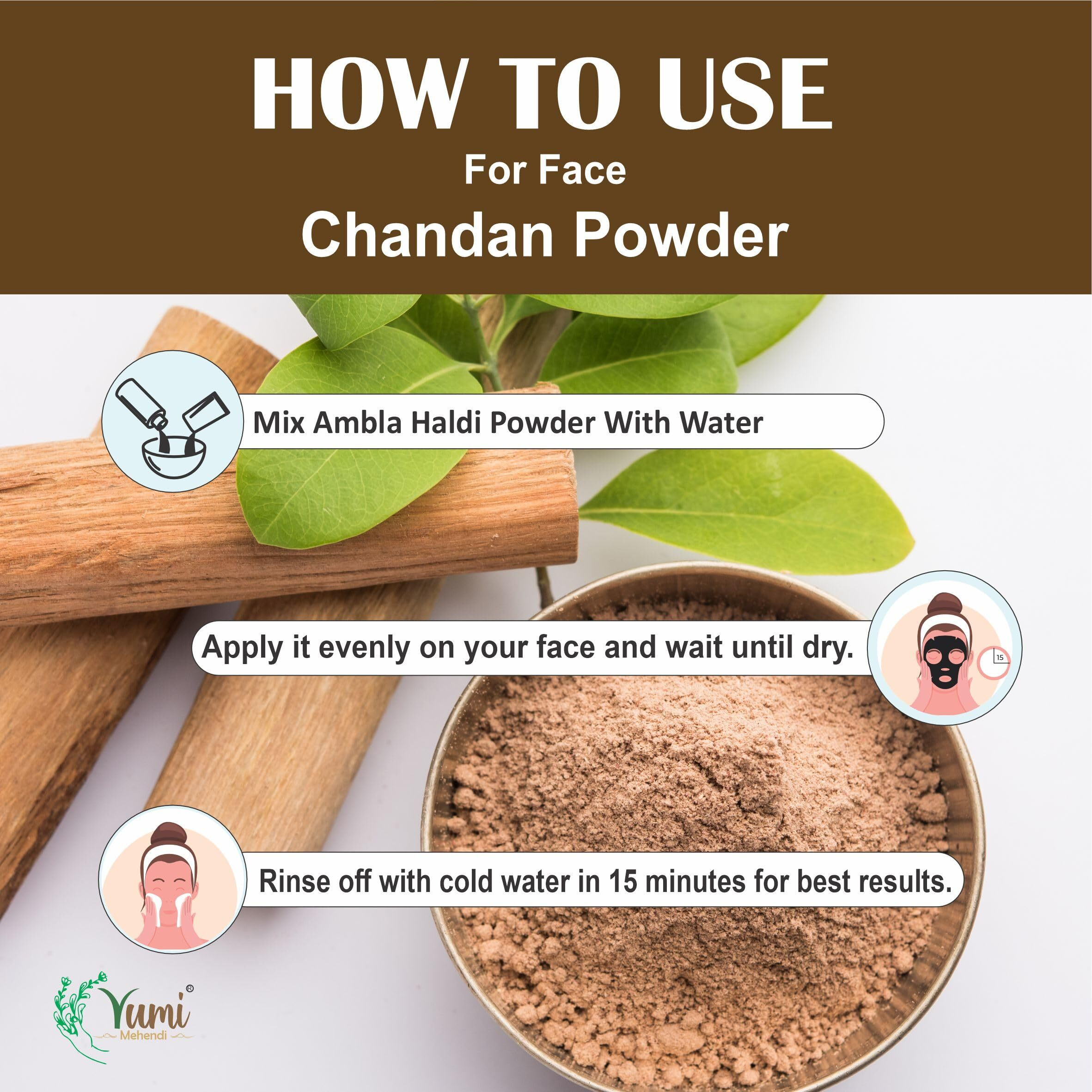 Yumi Mehendi Organic Natural Mulethi Powder For Face Pack, Hair Pack, Pure Fullers Earth For Soft and Glowing Skin, Bentonite Clay - 100g (Chandan)