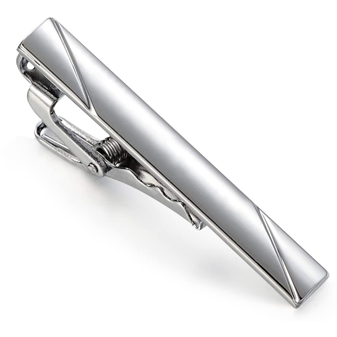 UJOY Mens Tie Pin Bar Short Size Enamel Silver Classic Mens Fashion Accessories (Shinny) 45mm
