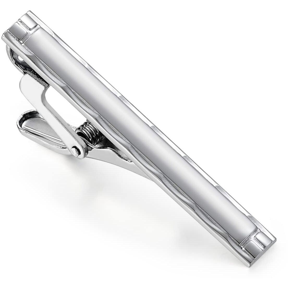 UJOY Mens Tie Pin Bar Enamel Silver Classic Mens Fashion Accessories (Polish)