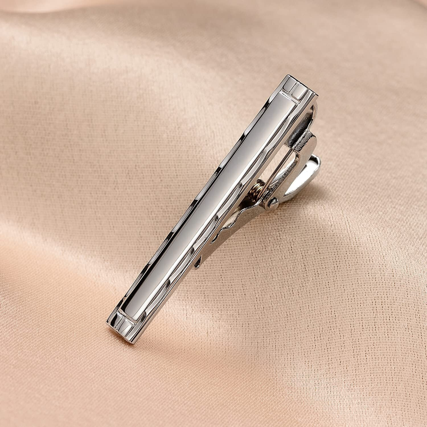 UJOY Mens Tie Pin Bar Enamel Silver Classic Mens Fashion Accessories (Polish)