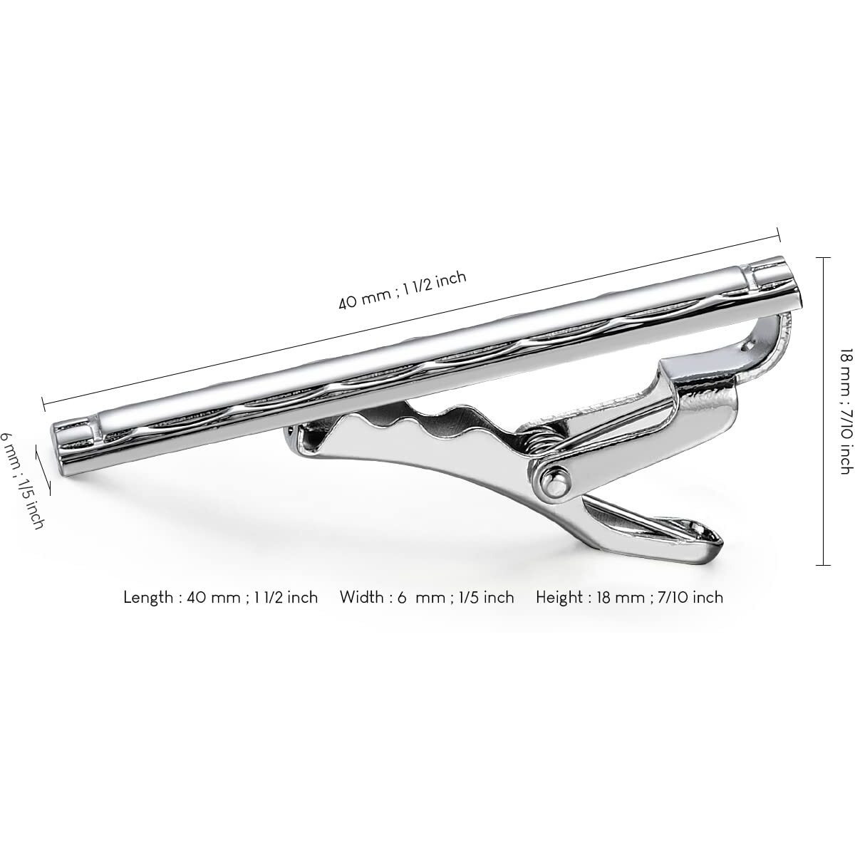 UJOY Mens Tie Pin Bar Enamel Silver Classic Mens Fashion Accessories (Polish)