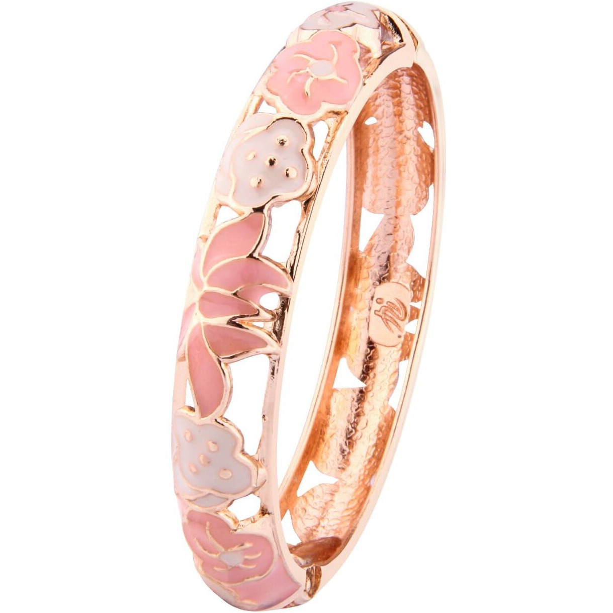 UJOY Enamel Bangle Bracelets Lotus Design For Lady (Light Pink, Womens)