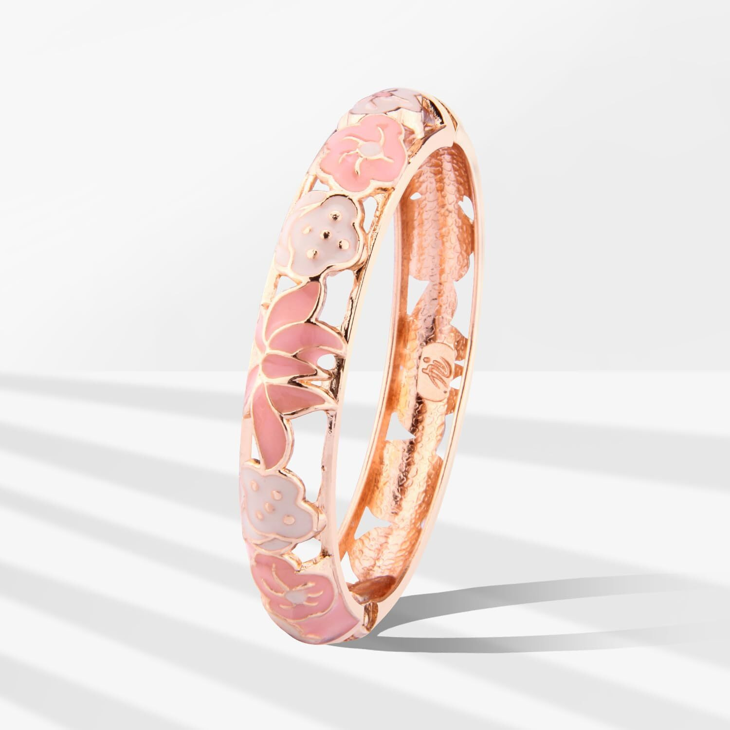 UJOY Enamel Bangle Bracelets Lotus Design For Lady (Light Pink, Womens)