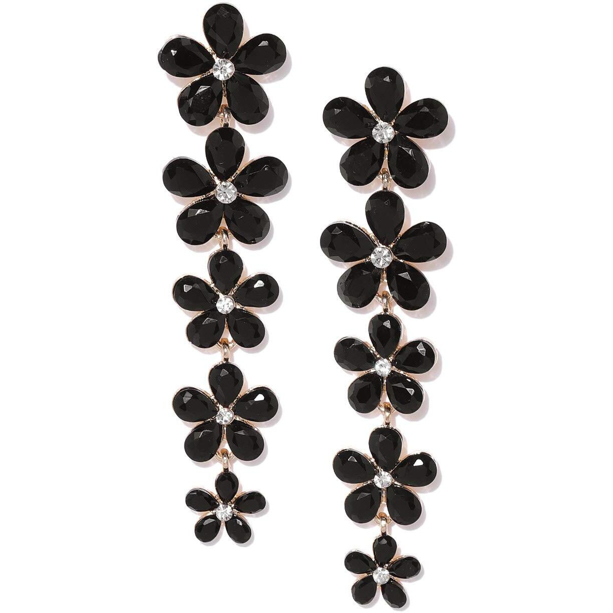 YouBella Jewellery Earings for women Gold Plated Dangler floral Earrings for Girls and Women (Black)
