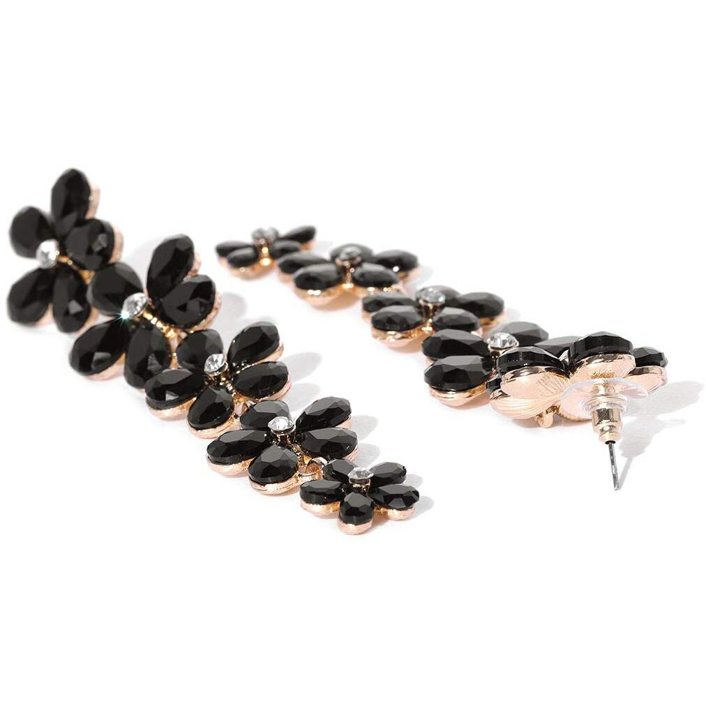 YouBella Jewellery Earings for women Gold Plated Dangler floral Earrings for Girls and Women (Black)