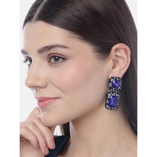 YouBella Jewellery Earrings for women Crystal Earrings for Girls and Women (Blue)