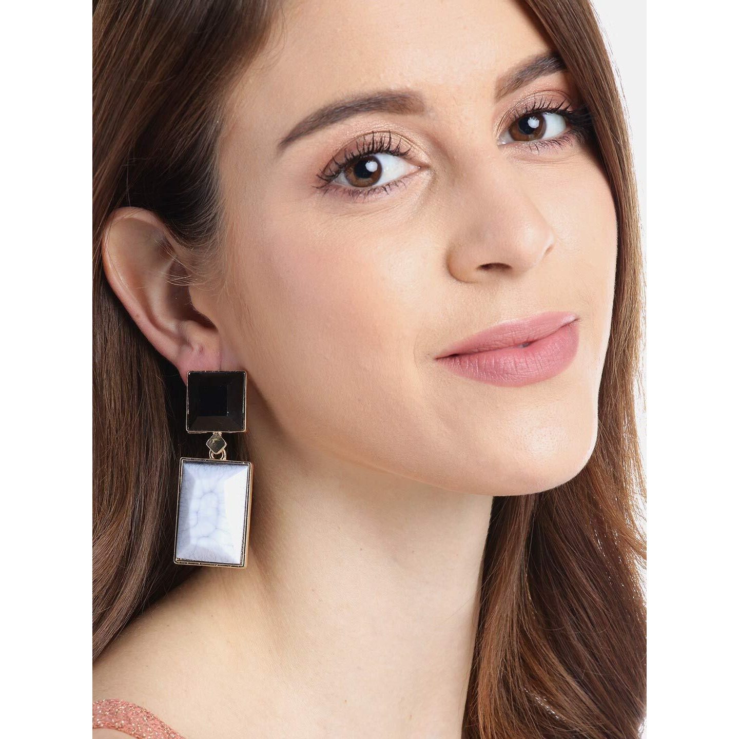 YouBella Jewellery Earings for women Crystal Handmade Earrings for Girls and Women (White & Black)