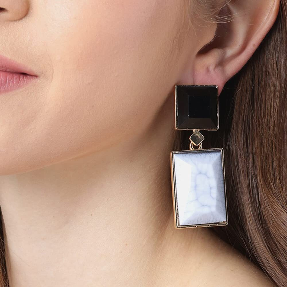 YouBella Jewellery Earings for women Crystal Handmade Earrings for Girls and Women (White & Black)