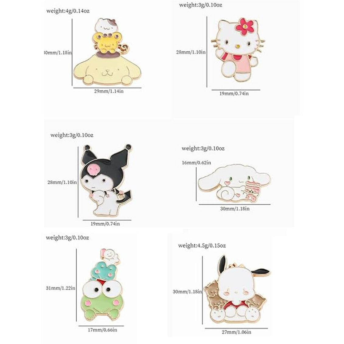 TOPPROSPER 6 Pcs Anime Brooch Pins Kitty Enamel Pins for Backpacks Clothing Jackets Hats Kawaii Cartoon Cat Dog Decoration Gifts