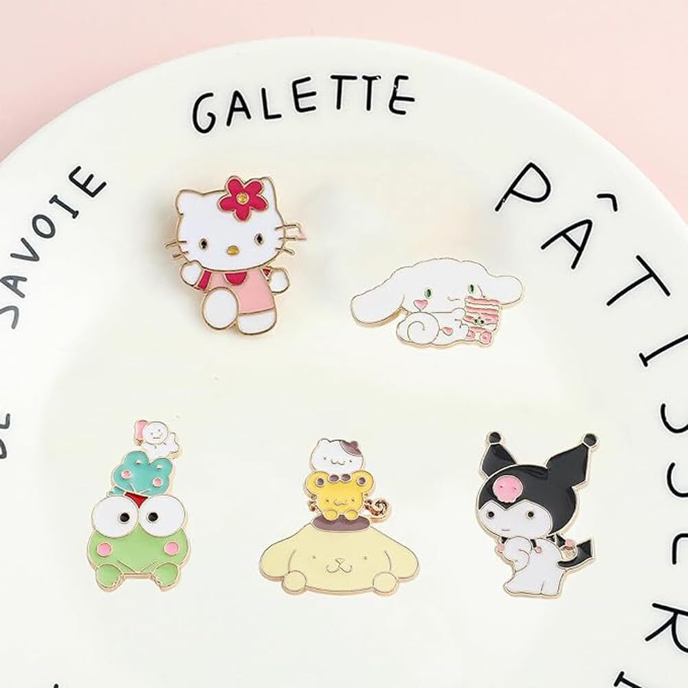 TOPPROSPER 6 Pcs Anime Brooch Pins Kitty Enamel Pins for Backpacks Clothing Jackets Hats Kawaii Cartoon Cat Dog Decoration Gifts