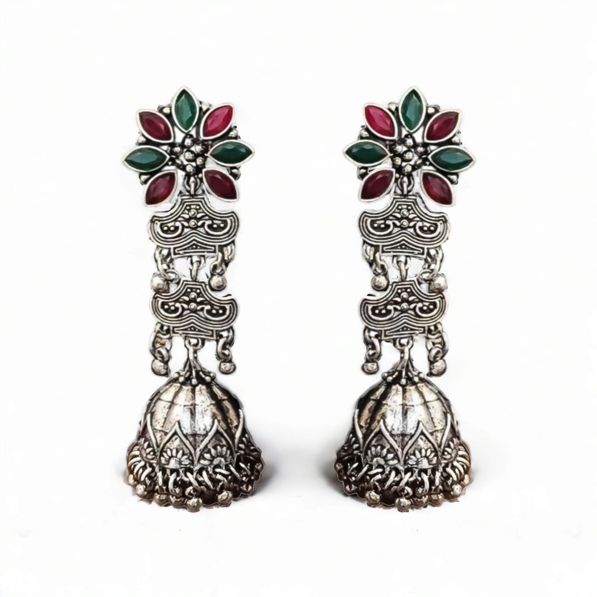 Royal Needs Oxidised Silver polish Earrings