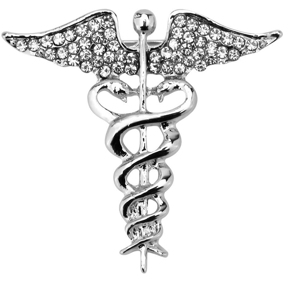 UJOY Vintage Metal Lepel Pin Doctor Symbol for Men Blazer Suit in Gift Box (Angle-Silver)