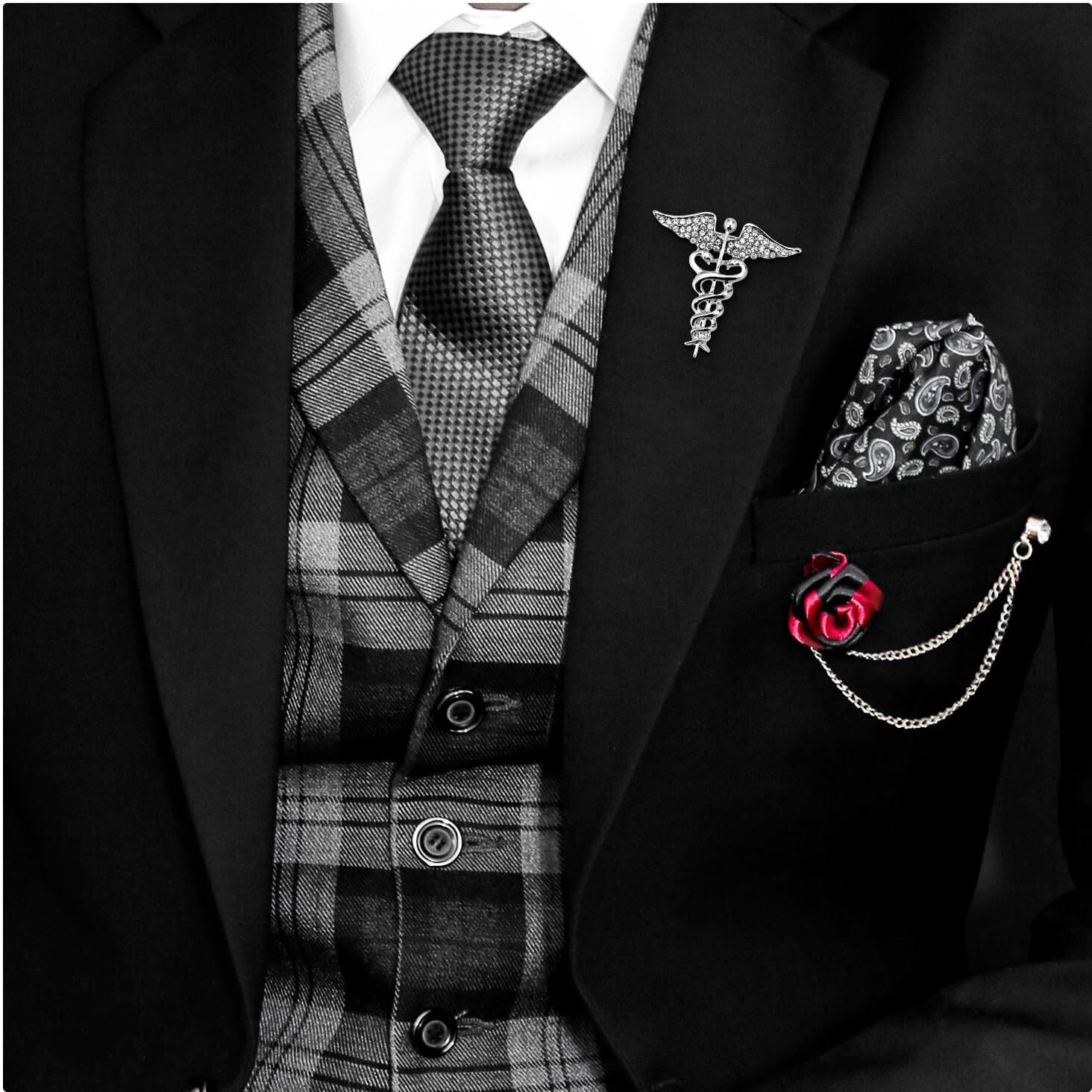 UJOY Vintage Metal Lepel Pin Doctor Symbol for Men Blazer Suit in Gift Box (Angle-Silver)