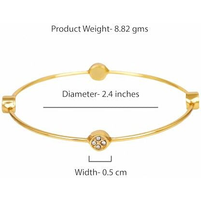 Estele Jewellery Bracelet For Women Gold Plated Circular Designer 24 Size Bangle Bracelet with White Austrian Crystals for Girls/Women-250-BGWE BR