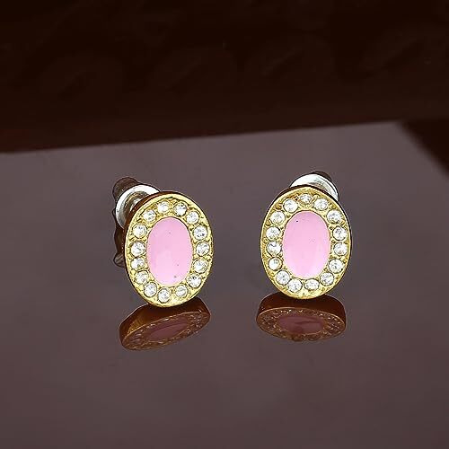 Estele 24KT Brass Love Stud Earrings for Girls, Gold