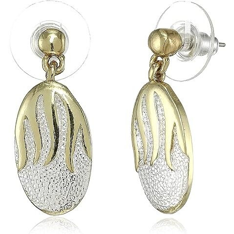 Estele Gold & Rhodium Dual Tone Abstract Textured Earring for Women